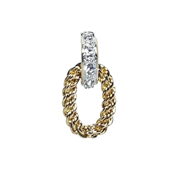 Kenneth Jay Lane Gold Tone And Clear Rhinestone Pierced Earrings (5986) - Picture 7 of 11